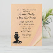 Elegant Lesbian Wedding Peach uitnodiging (Staand voorkant)