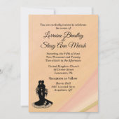 Elegant Lesbian Wedding Peach uitnodiging (Voorkant)