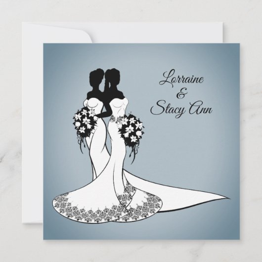 Elegant Lesbian Wedding Uitnodiging (Achterkant)
