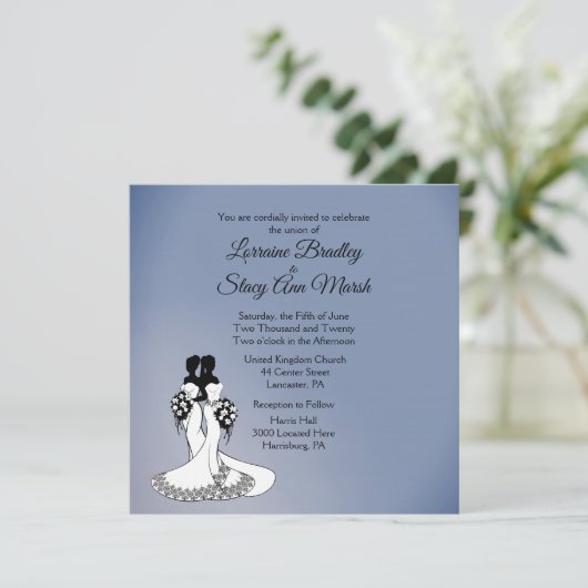Elegant Lesbian Wedding Uitnodiging (Staand voorkant)