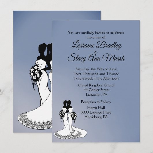 Elegant Lesbian Wedding Uitnodiging (Voorkant / Achterkant)