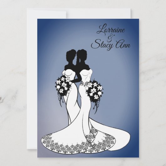 Elegant Lesbisch Huwelijk 5.5"x 7.5"Uitnodiging Kaart (Achterkant)