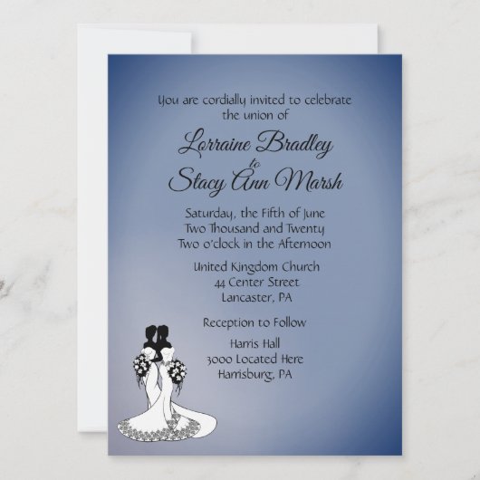 Elegant Lesbisch Huwelijk 5.5"x 7.5"Uitnodiging Kaart (Voorkant)