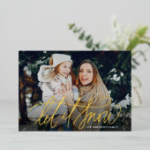 Elegant Let it Snow Photo Folie Feestdagenkaart (Staand Voorkant)