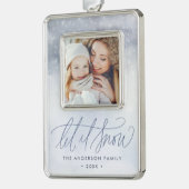 Elegant Let it Snow Photo Verzilverd Omlijst Ornament (Links)