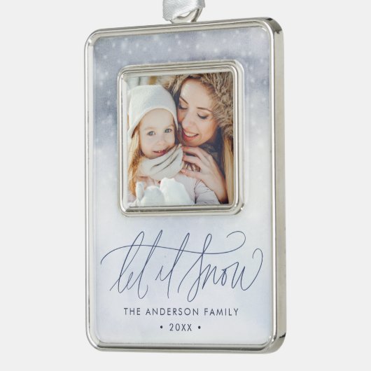 Elegant Let it Snow Photo Verzilverd Omlijst Ornament (Links)