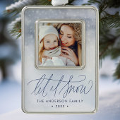 Elegant Let it Snow Photo Verzilverd Omlijst Ornament