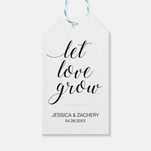 Elegant Let Love Grow Seed Favors Wedding Cadeaulabel (Voorkant)