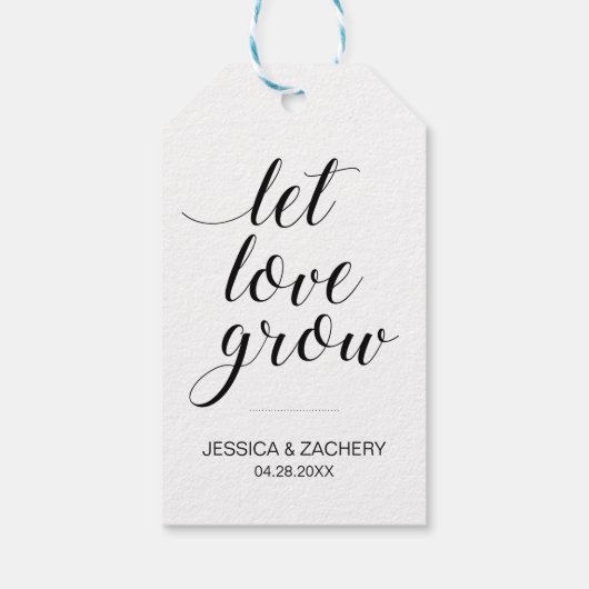 Elegant Let Love Grow Seed Favors Wedding Cadeaulabel (Achterkant)