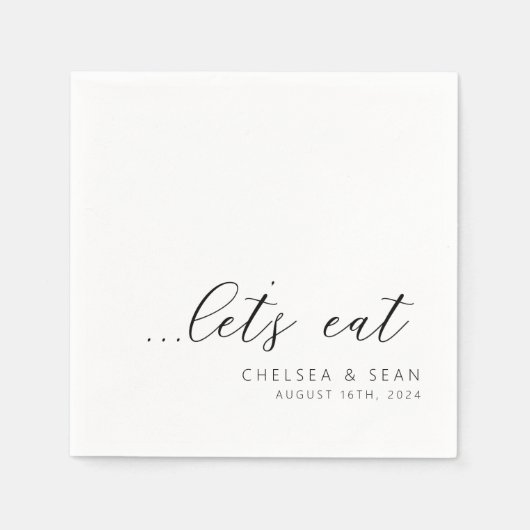 Elegant Let's Eat Bruiloft Receptie Servet (Voorkant)