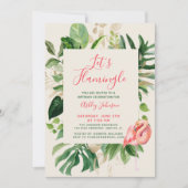 Elegant Let's Flamingle Tropical Birthday Party Kaart (Voorkant)
