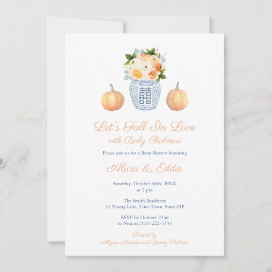 Elegant Let's Herfst in Love Pumpkins Baby shower Kaart (Voorkant)