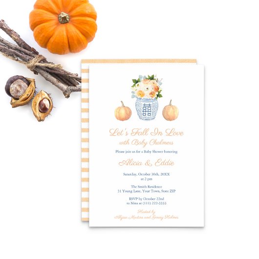 Elegant Let's Herfst in Love Pumpkins Baby shower Kaart