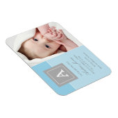 Elegant Letter Block Baby Blue Photo Birth Magneet (Rechterzijde)