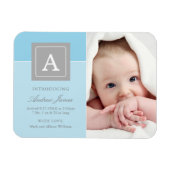Elegant Letter Block Baby Blue Photo Birth Magneet (Horizontaal)