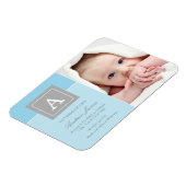 Elegant Letter Block Baby Blue Photo Birth Magneet (Linkerzijde)