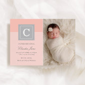 Elegant Letter Block Baby Meisje Foto Blush Geboor Aankondiging