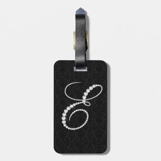Elegant Letter E Sparging Diamonds-Monogram Bagagelabel (Achterkant verticaal)