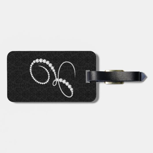 Elegant Letter E Sparging Diamonds-Monogram Bagagelabel (Achterkant horizontaal)