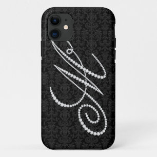 Elegant Letter M Sparging Diamonds-Monogram iPhone 11 Hoesje