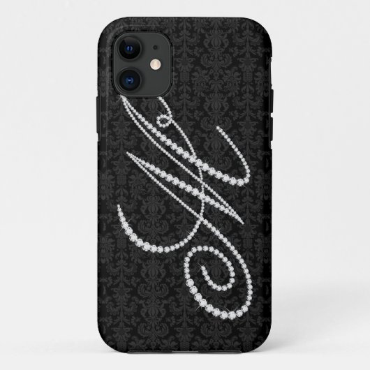 Elegant Letter M Sparging Diamonds-Monogram Case-Mate iPhone Case (Achterkant)