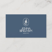 Elegant Lettering Monogram Logo Blue/Ivory Visitekaartje (Voorkant)