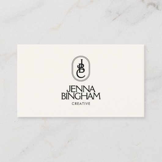 Elegant Lettering Monogram Logo Ivoor Visitekaartje (Voorkant)