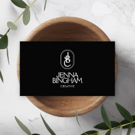 Elegant Lettering Monogram Logo Zwart/Ivoor Visitekaartje