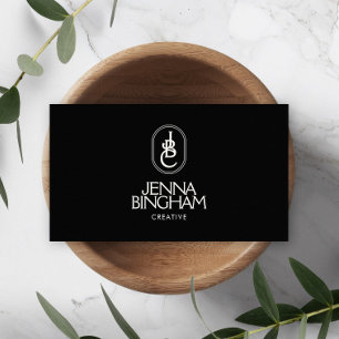 Elegant Lettering Monogram Logo Zwart/Ivoor Visitekaartje