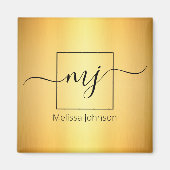 Elegant lettering op glanzend goud magneet (Voorkant)