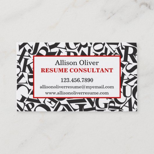 Elegant Letters Resume Consultant Visitekaartje (Voorkant)