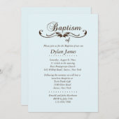 Elegant lettertype Blue Baptism uitnodiging (Voorkant / Achterkant)