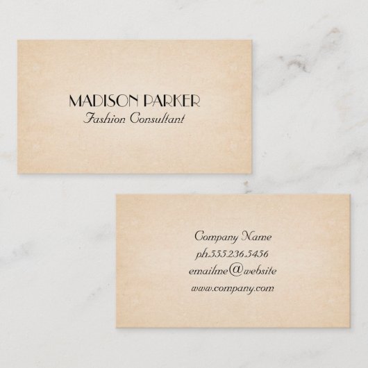 Elegant lettertype | Papierstructuur Visitekaartje (Voorkant / Achterkant)