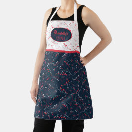Elegant leuk custom rood grijs blauw bessen patroo schort