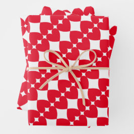 Elegant & Leuk Gestreept Helder Rood Harten Patroo Inpakpapier Vel