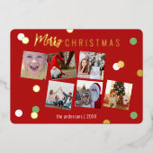 Elegant leuk kerstmis aangepaste foto folie feestdagenkaart (Voorkant)