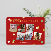 Elegant leuk kerstmis aangepaste foto folie feestdagenkaart (Staand Voorkant)