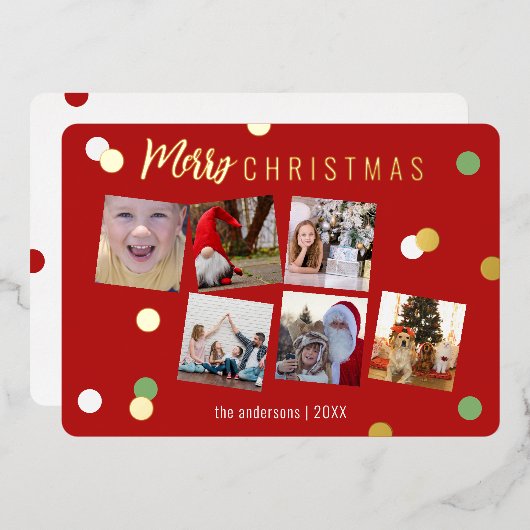 Elegant leuk kerstmis aangepaste foto folie feestdagenkaart (Voorkant / Achterkant)