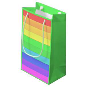 Elegant & Leuk Kleurrijke Regenboog Strepen, Lime  Klein Cadeauzakje