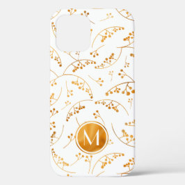 Elegant leuk monogram goudbessenpatroon op wit Case-Mate iPhone case