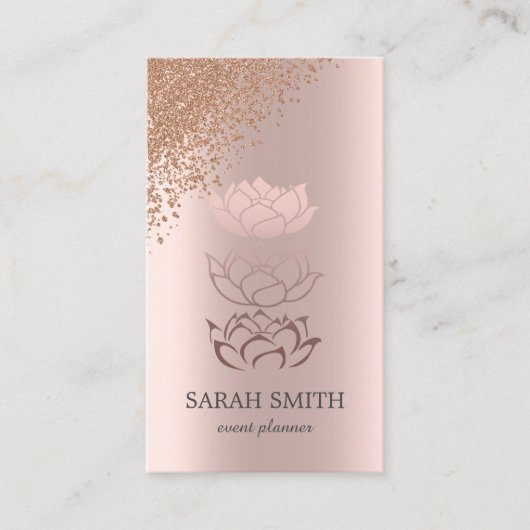 Elegant Leuk Roos Gouden Diamanten Lotus Business Visitekaartje (Voorkant)