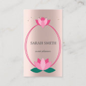 Elegant Leuk Roos Gouden Diamanten Lotus Business Visitekaartje (Voorkant)