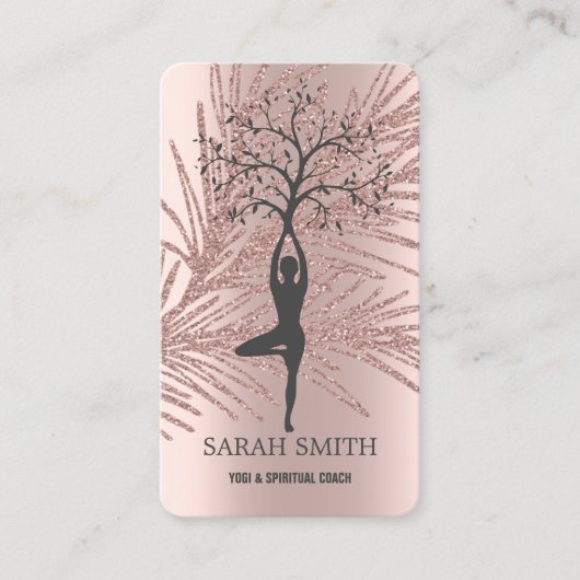 Elegant Leuk Roos Gouden Diamanten Yoga Visitekaartje (Voorkant)