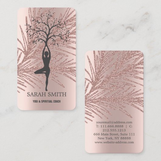 Elegant Leuk Roos Gouden Diamanten Yoga Visitekaartje (Voorkant / Achterkant)