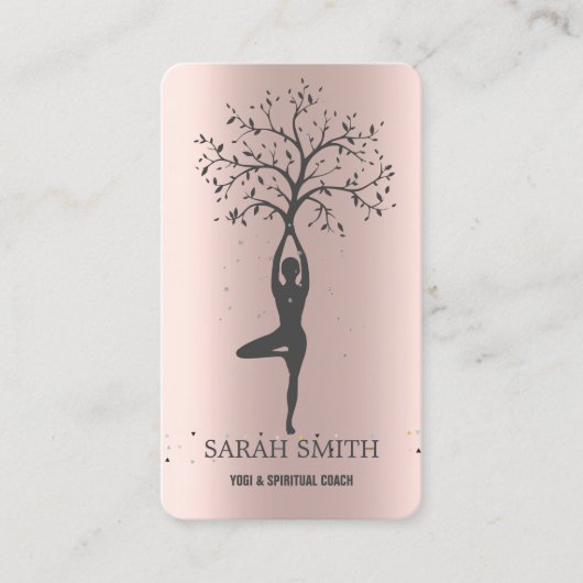 Elegant Leuk Roos Gouden Diamanten Yoga Visitekaartje (Voorkant)