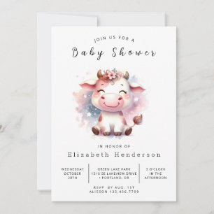 Elegant leuk Stijlvol Koe Baby shower Kaart
