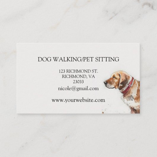 Elegant Leuke Hond Kat Pet Care Services Visitekaartje (Achterkant)