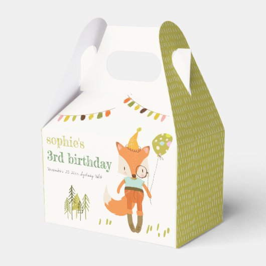 Elegant Leuke Woodland Fun Party Fox Kids Verjaard Bedankdoosjes (Voorkant Zijde)