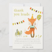 Elegant Leuke Woodland Fun Party Fox Kids Verjaard Bedankkaart (Voorkant)