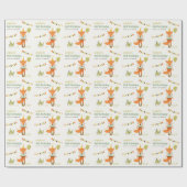 Elegant Leuke Woodland Fun Party Fox Kids Verjaard Cadeaupapier (Vlak)